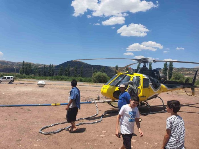 Glbanda helikopterle maden aratrmas yaplyor