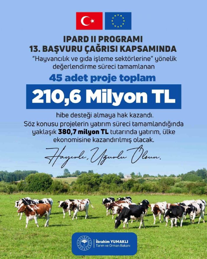 IPARD-II programnda hibe tutar 1.2 milyar TLye ulat