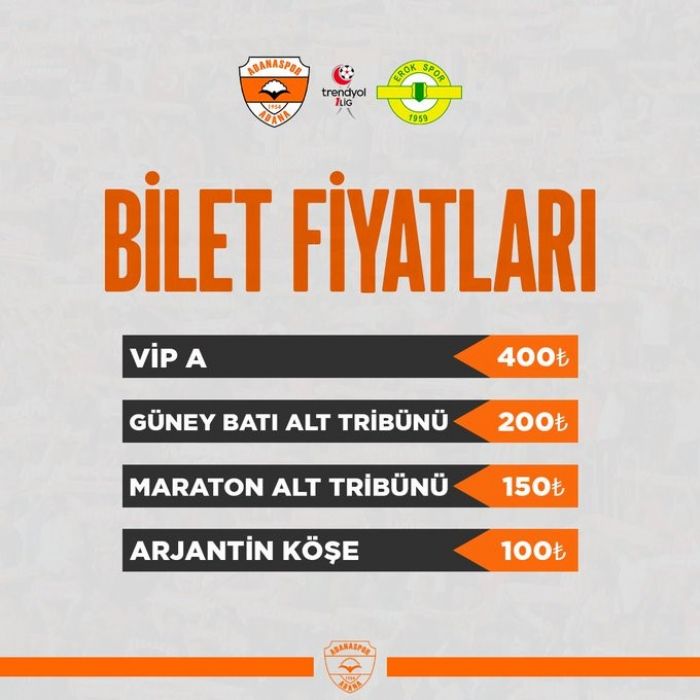 Adanaspor - Esenler Erokspor ma biletleri sata kt